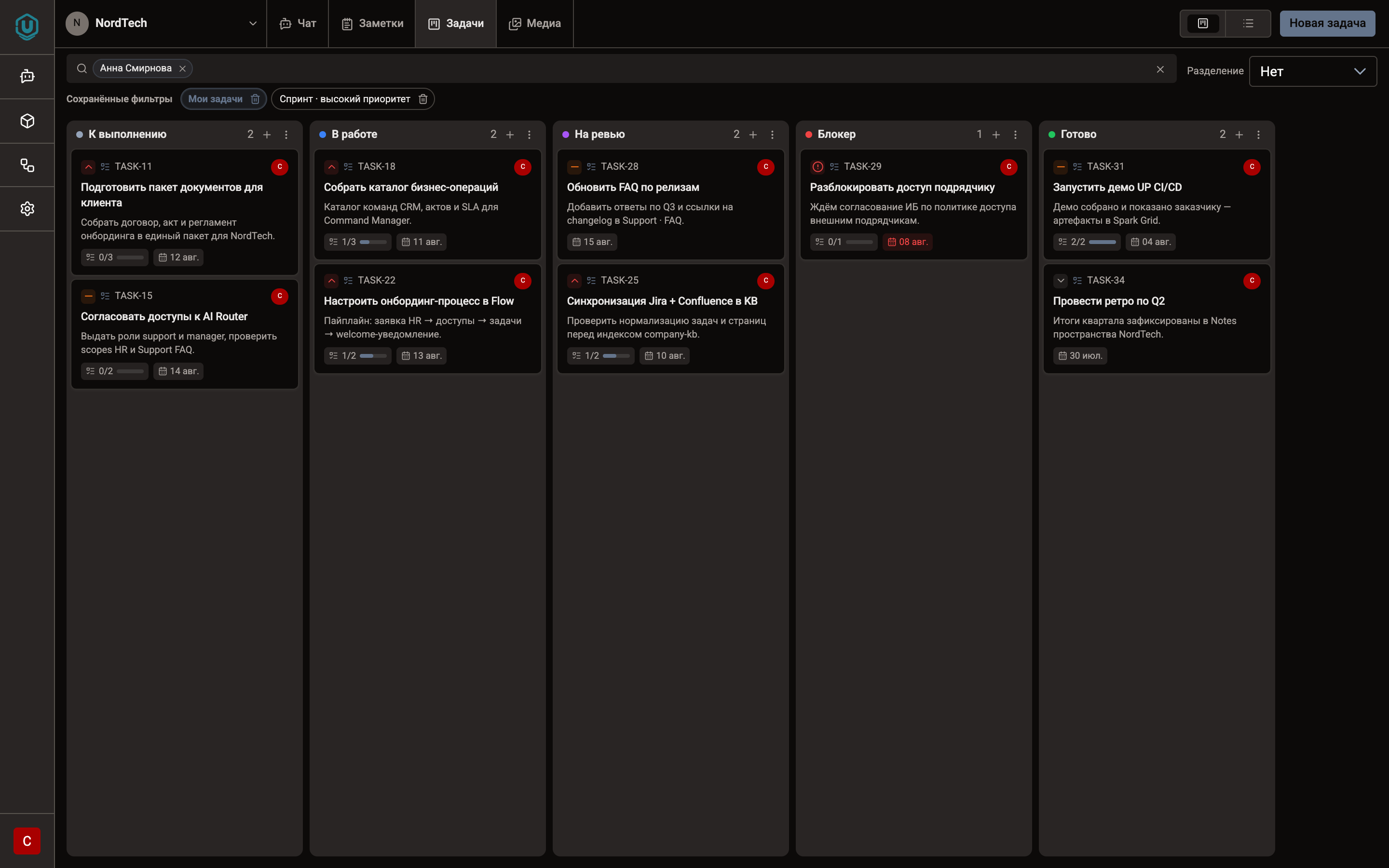 Task Tracker — канбан задач в пространстве