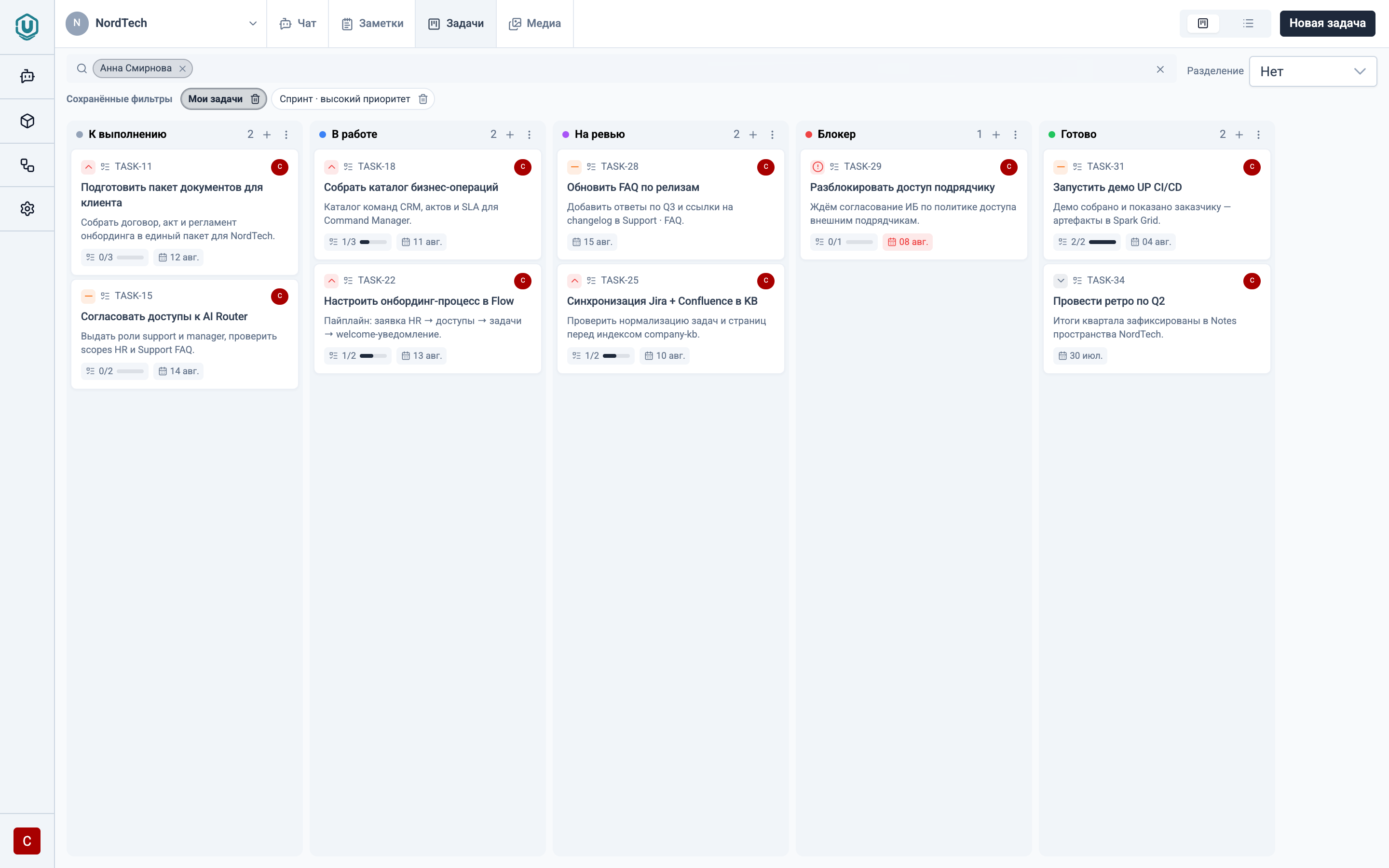 Task Tracker — канбан задач в пространстве